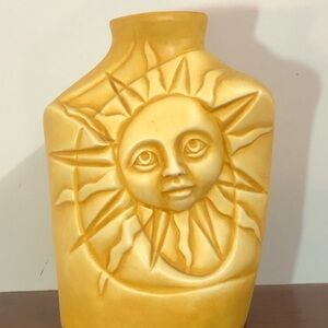 Unique Find!  Double-Sided Fish/Sun Face Mexican Decorative Ceramic Vase